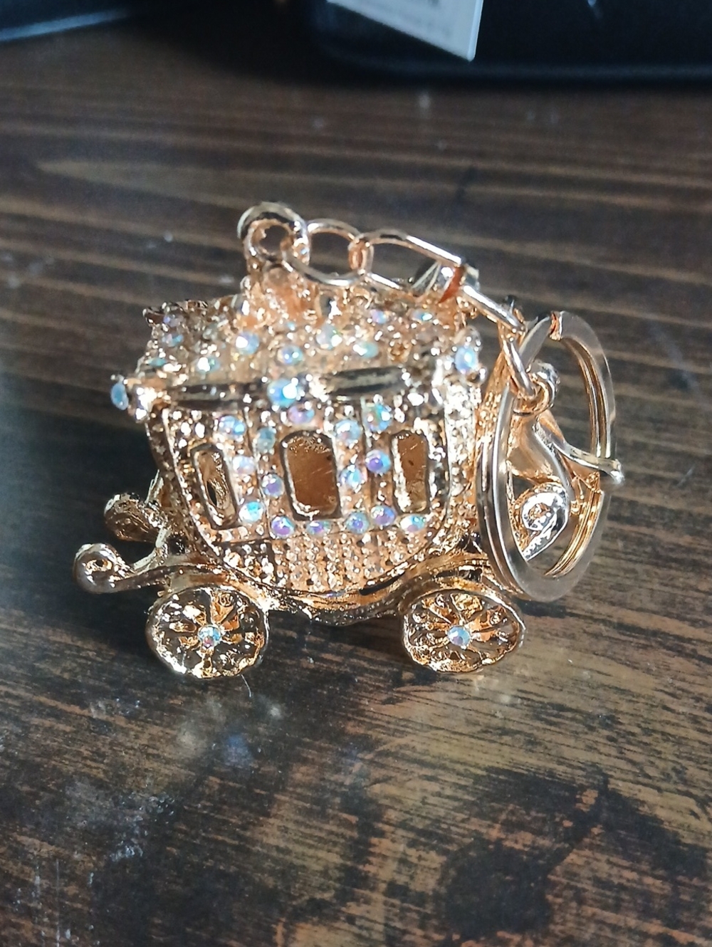 Gold Crystal Carriage Keychain Charm - Women Jewelry
